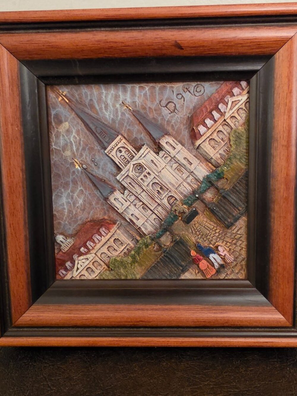 Rare vintage woodgraph sculpture scenes from Jackson Square in New Orleans
